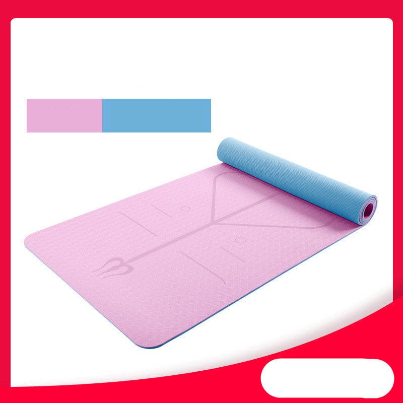 Yoga Mat Two-Color 6Mm Posture Line Yoga Mat Fitness Mat Pink