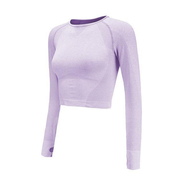 Women's Seamless Long Sleeve Crop Top Purple