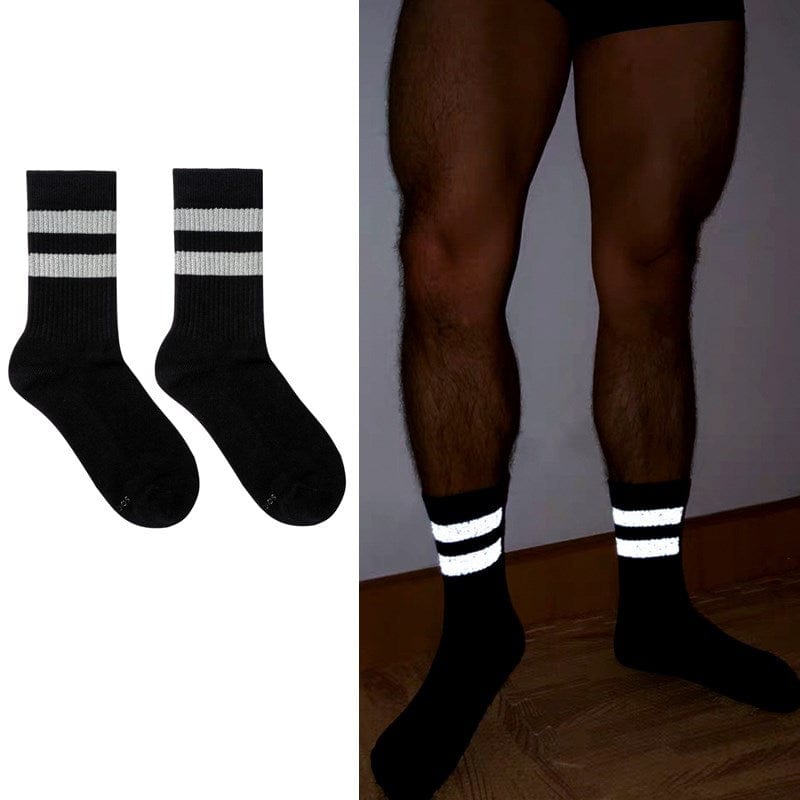 Allrj Old school tube socks Reflective Black socks