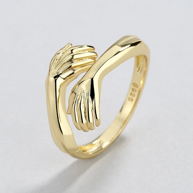 Muscle Hug Ring | 925 Sterling Silver Resizable Model 1 Gold