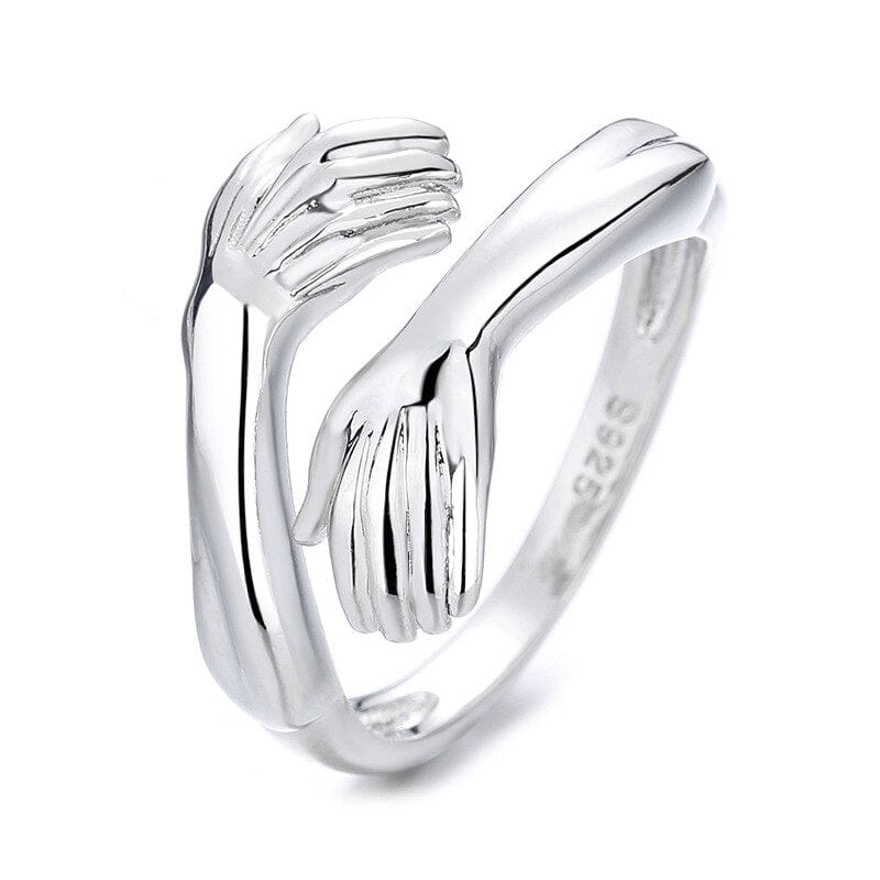 Muscle Hug Ring | 925 Sterling Silver Resizable Model 1 Silver