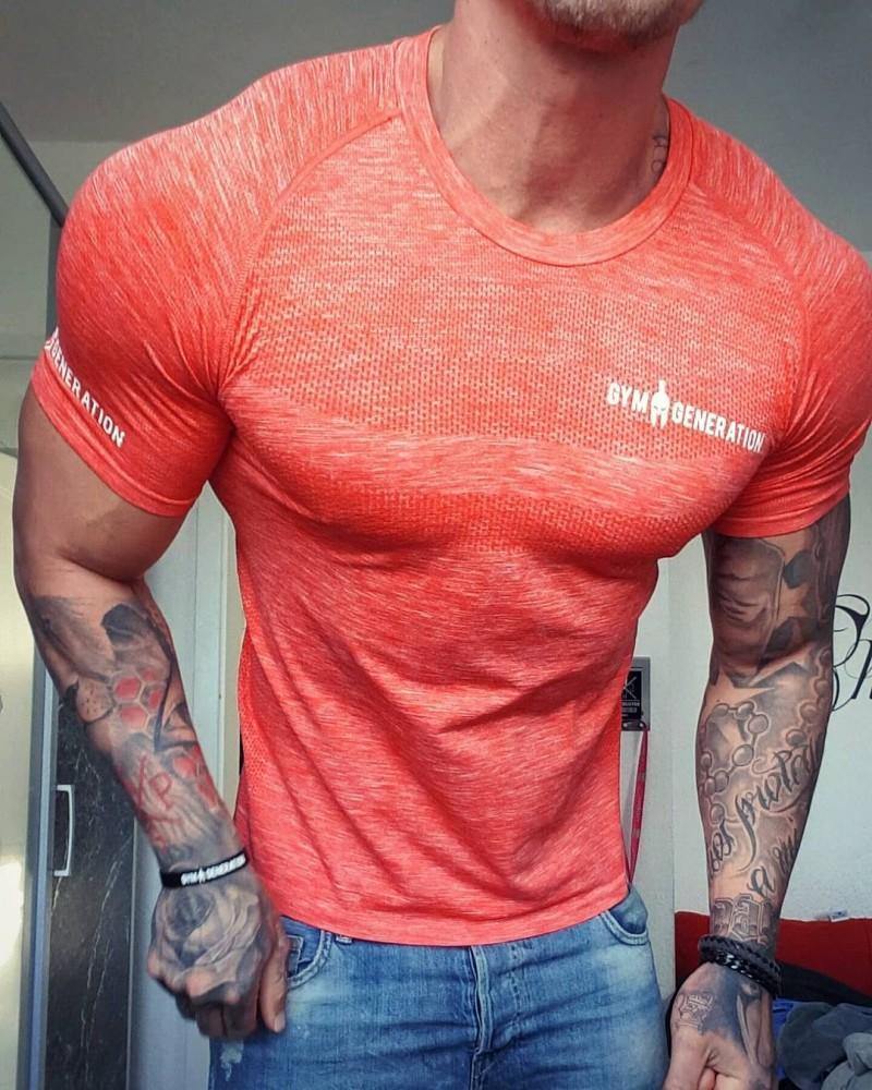 Muscleman Short Sleeve Shirt Orange Red