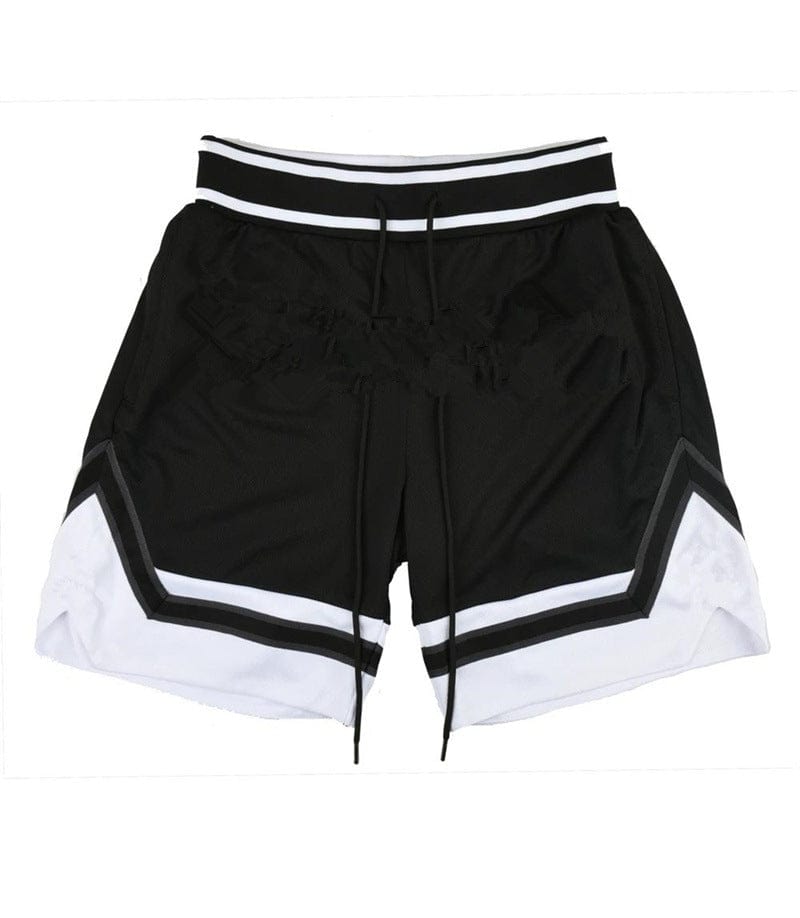 Bodybuilding Mesh Breathable Training Shorts Black and white version