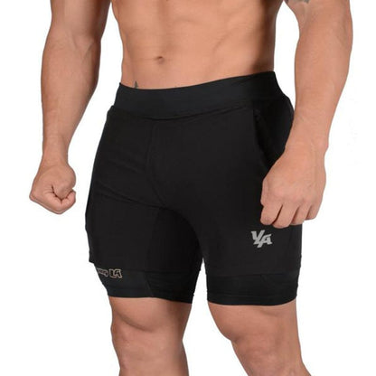 Men's Bodybuilding 2-in-1 Shorts Black