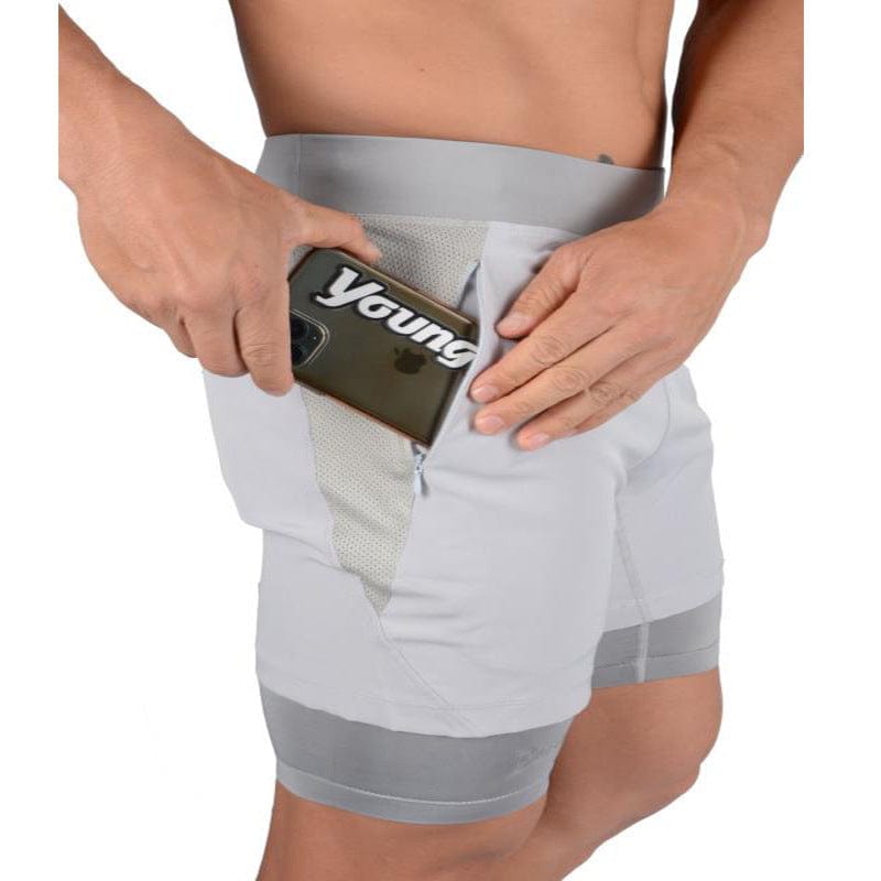 Men's Bodybuilding 2-in-1 Shorts Grey