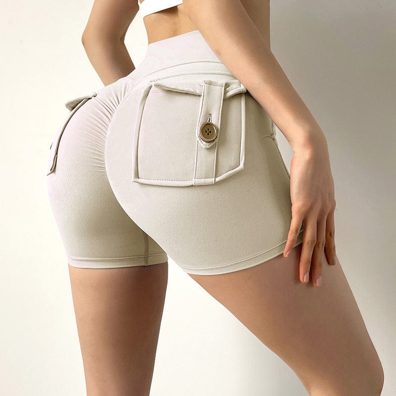 Allrj High Waist Pocket shorts Light ivory S