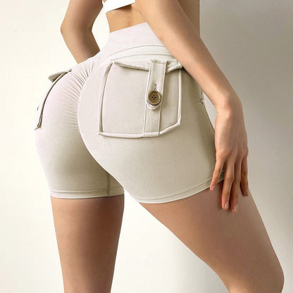 Allrj High Waist Pocket shorts Light ivory S