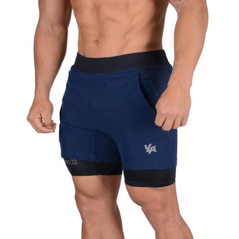Men's Bodybuilding 2-in-1 Shorts Navy Blue