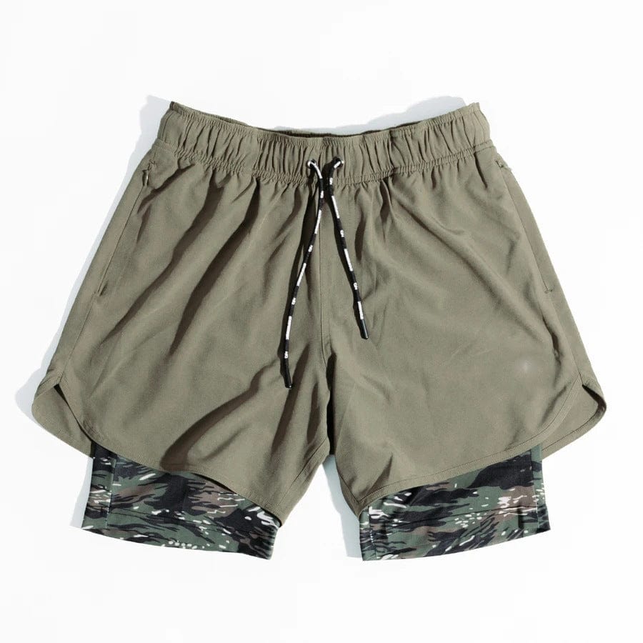 ALLRJ Shorts Outdoor Loose Zip Pocket Double Layer Gym Pants