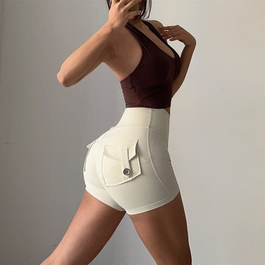 Allrj High Waist Pocket shorts White