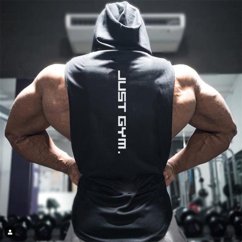 Men’s just Gym sleeveless hoodie Black