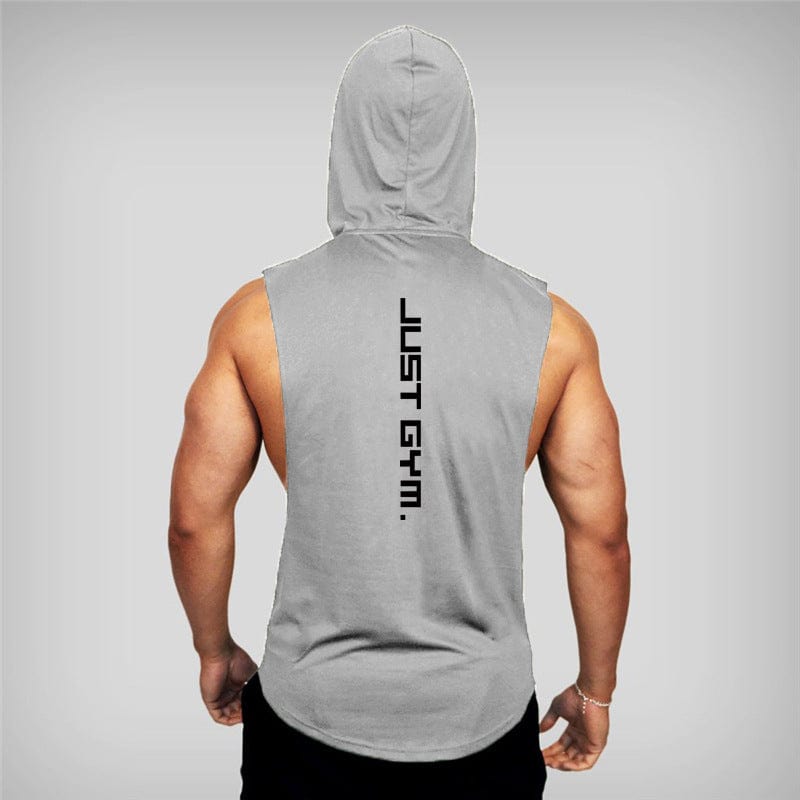 Men’s just Gym sleeveless hoodie Grey