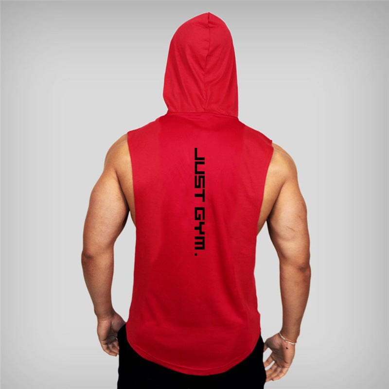 Men’s just Gym sleeveless hoodie Red