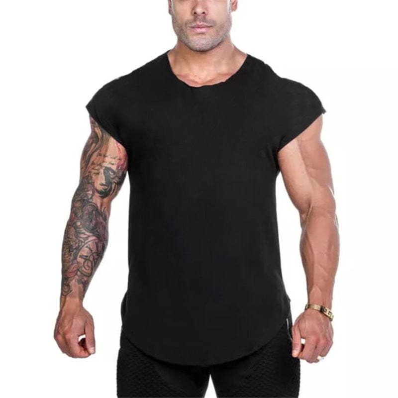 ALLRJ sleeveless mens shirts Black / 2XL Men's Fashion Plain Sleeveless Slim T-shirt