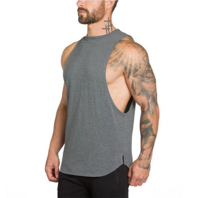 Earth tones sleeveless gym shirt Dark Grey