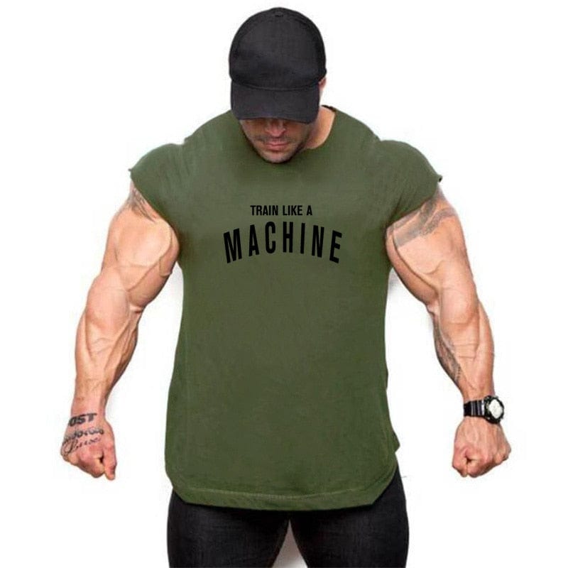 Train like a machine bodybuilding top Army Green