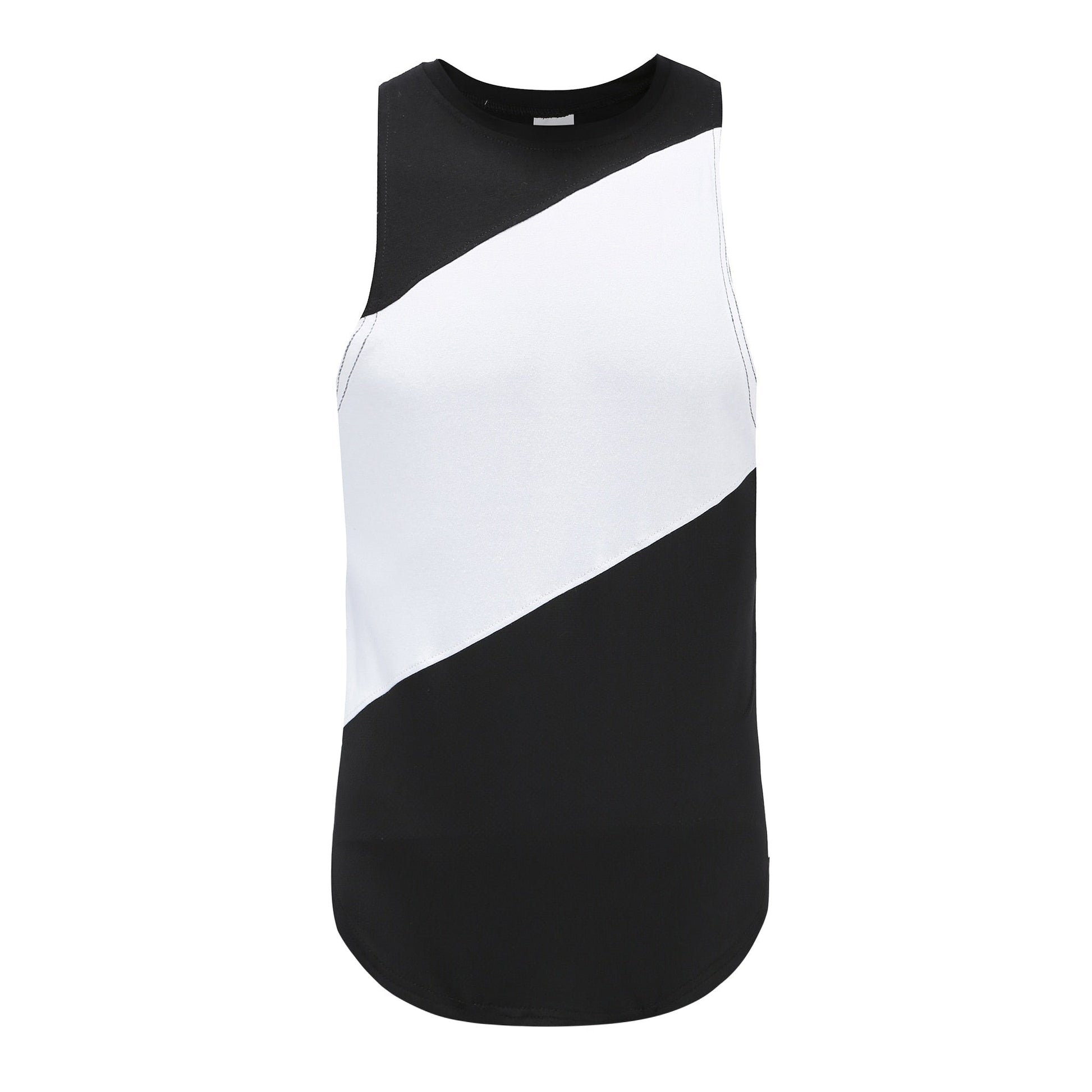 Bodybuilding sleeveless cotton shirt black white