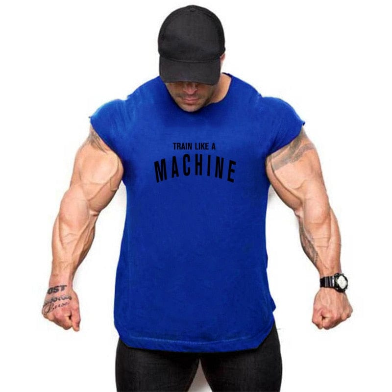 Train like a machine bodybuilding top Blue