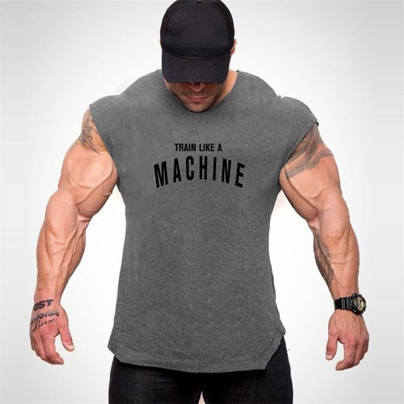 Train like a machine bodybuilding top Dark Grey