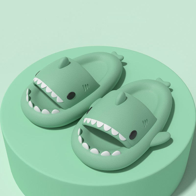 Allrj Summer shark slides 4CM Thick Sole Matcha green