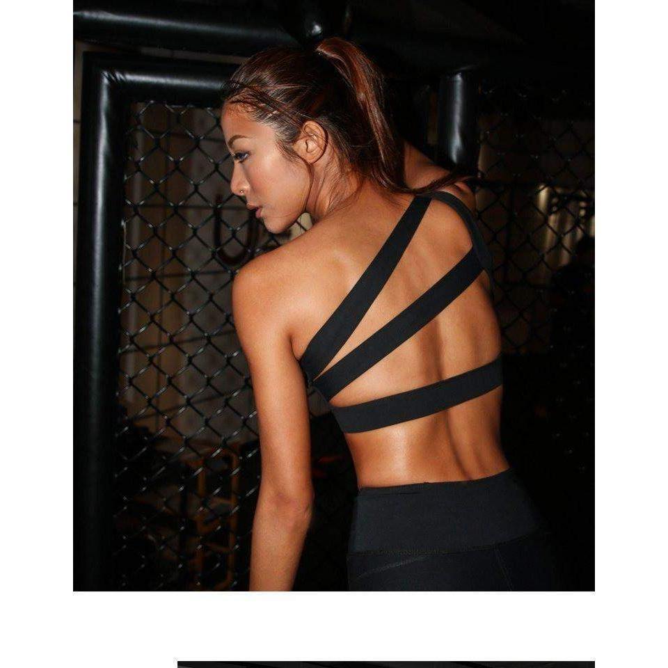 One shoulder sports bra