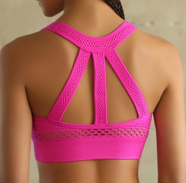 High Impact Padded Push Up Sports Bra Pink
