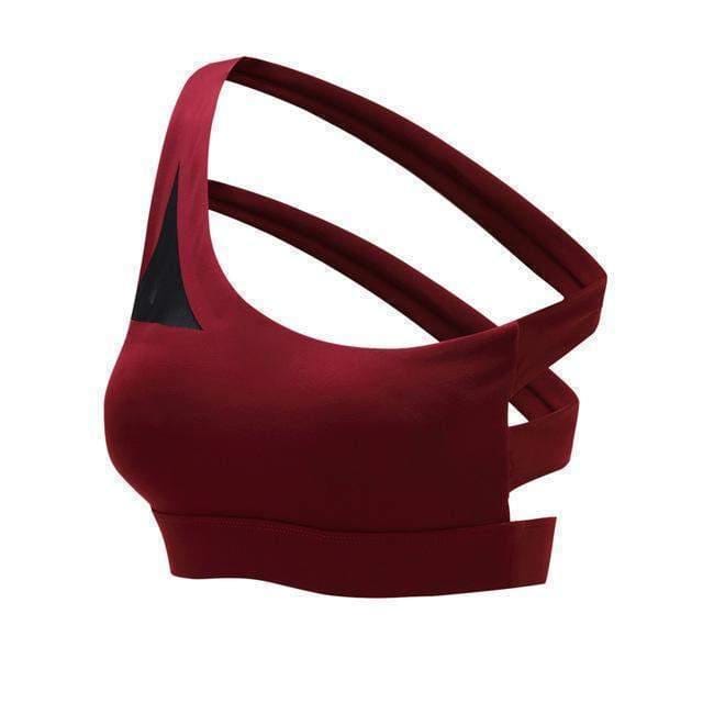 One shoulder sports bra Red