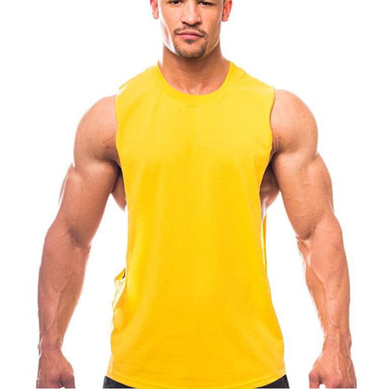 ALLRJ T-shirt Yellow / 2XL Men's Fashion Casual Solid Color Cotton Undershirt
