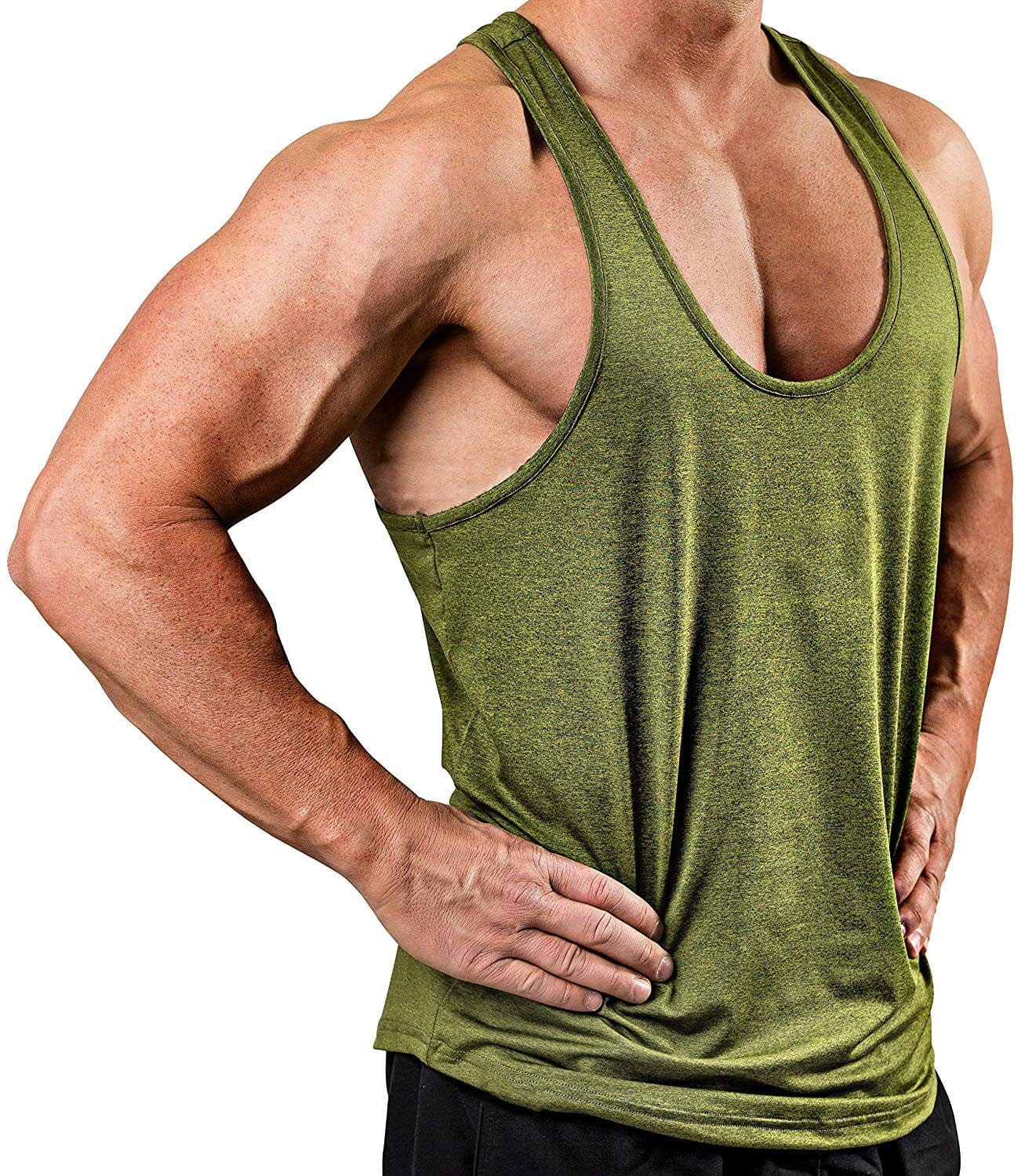 ALLRJ Tank top Army Green / 3XL V-neck sleeveless top T-shirt sports fitness vest
