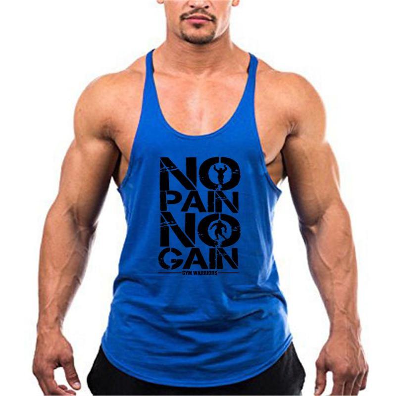 No pain no gain fitness tank top blue 175