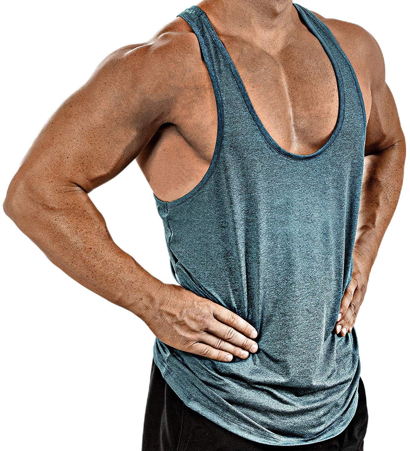 ALLRJ Tank top Blue / 3XL V-neck sleeveless top T-shirt sports fitness vest