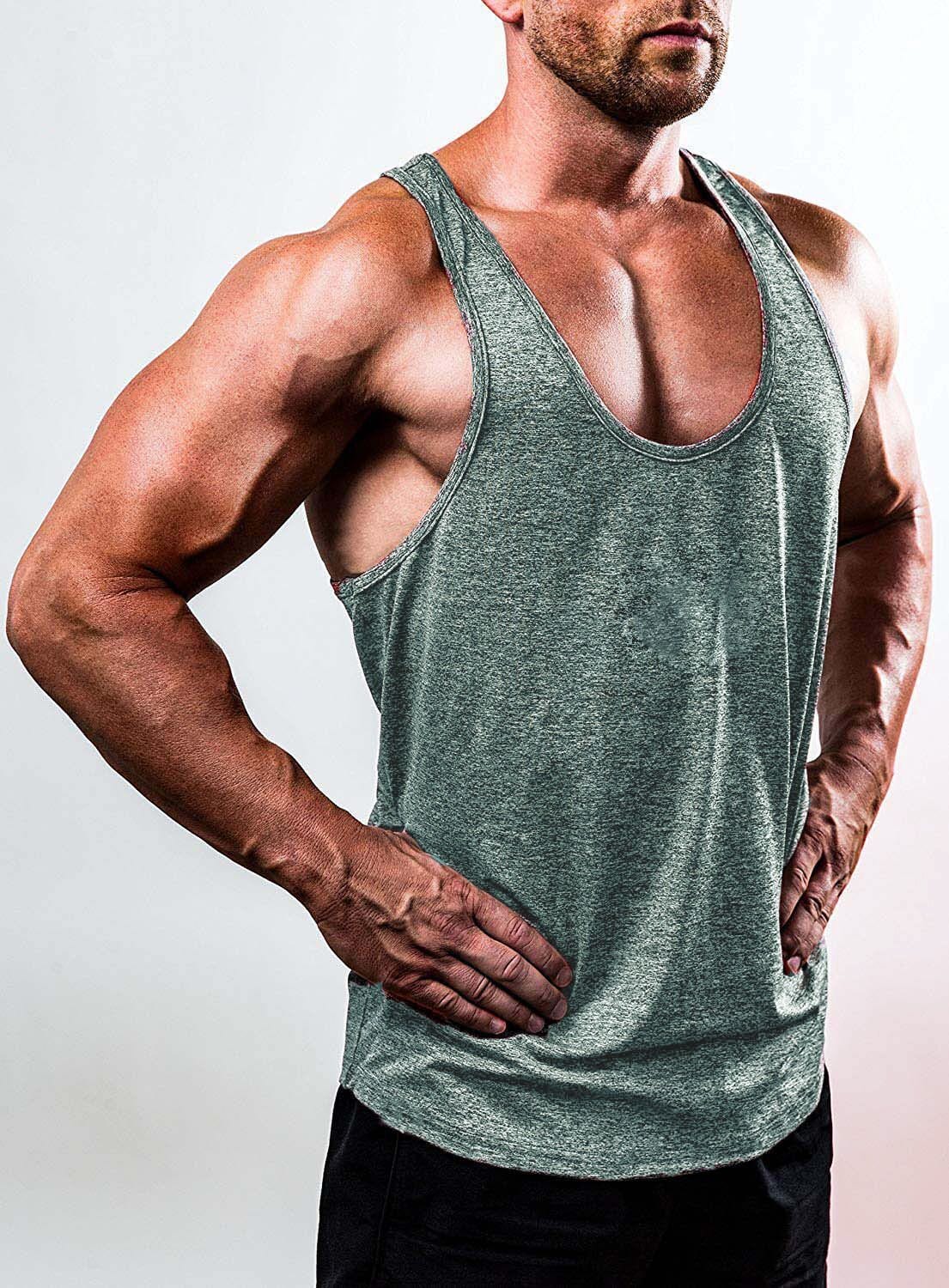 ALLRJ Tank top Cyan / 3XL V-neck sleeveless top T-shirt sports fitness vest