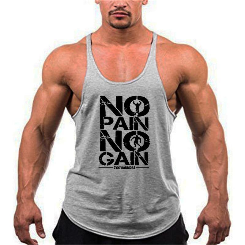No pain no gain fitness tank top gray 175