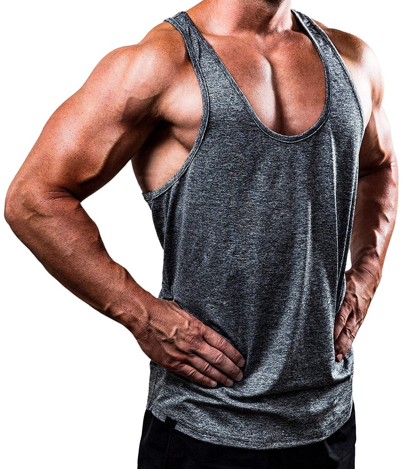 ALLRJ Tank top Grey / 3XL V-neck sleeveless top T-shirt sports fitness vest