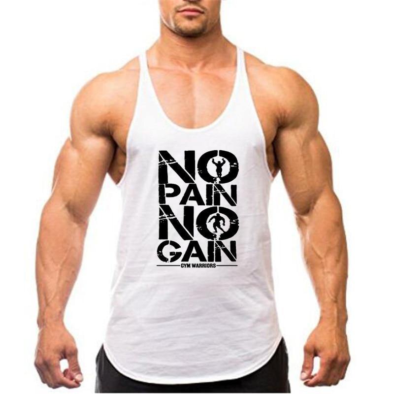 No pain no gain fitness tank top white 175