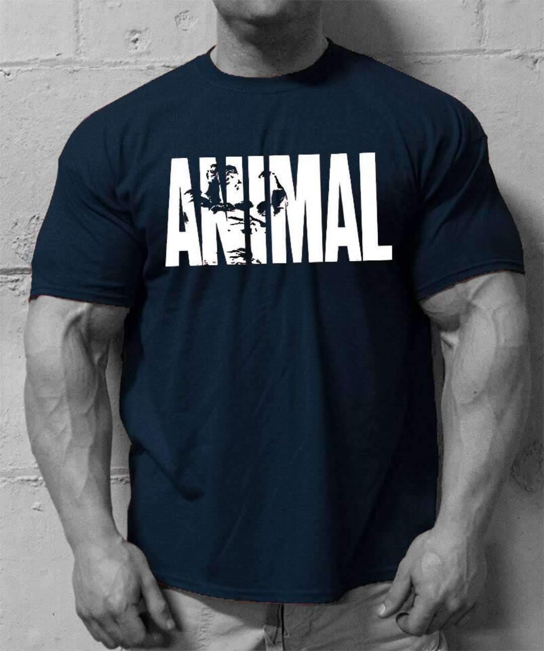 Men's old school animal training shirt Dark blue2