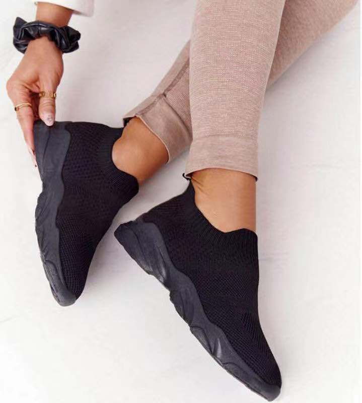 Allrj women's casual sneakers Black -003