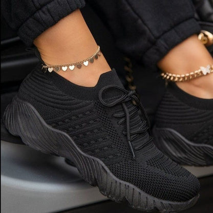 Allrj women's casual sneakers black