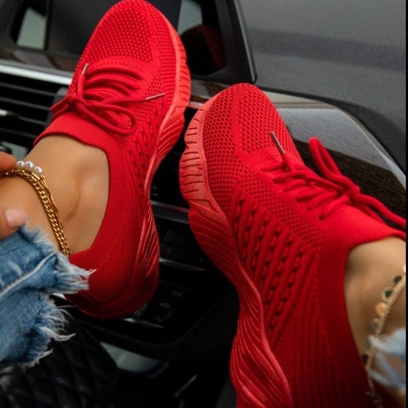 Allrj women's casual sneakers Red