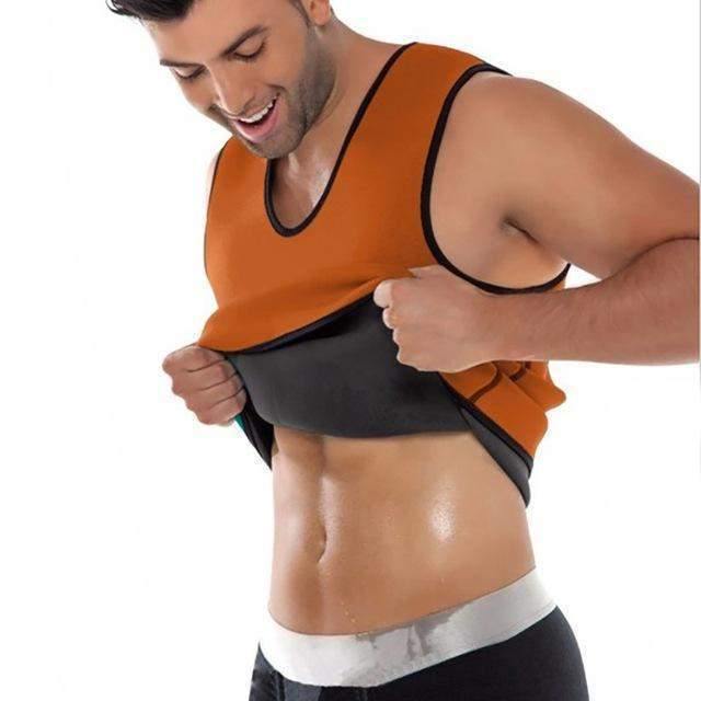 Men's Ultra Hot Slimming Waist Trainer Vest for Weight loss Orange
