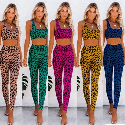 Leopard print yoga suit