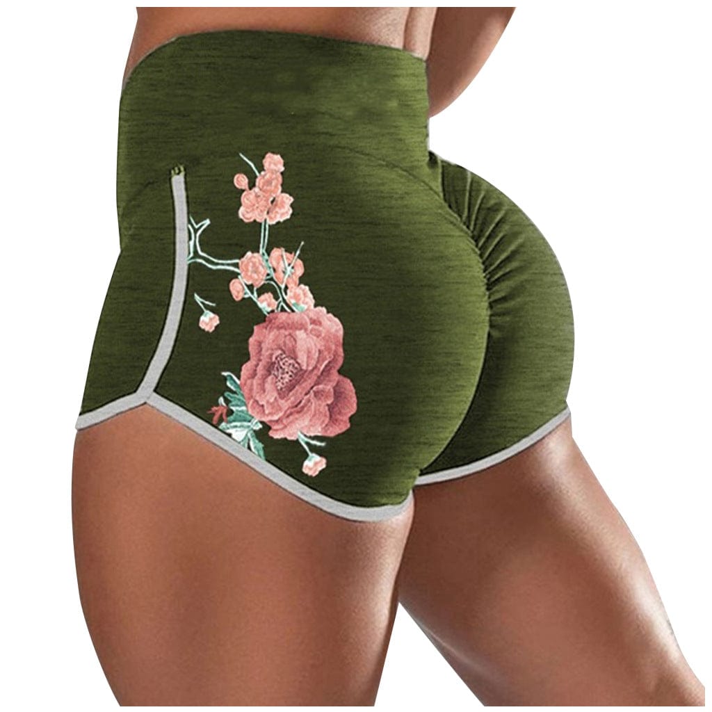 Sassy womens flower print boy shorts Green