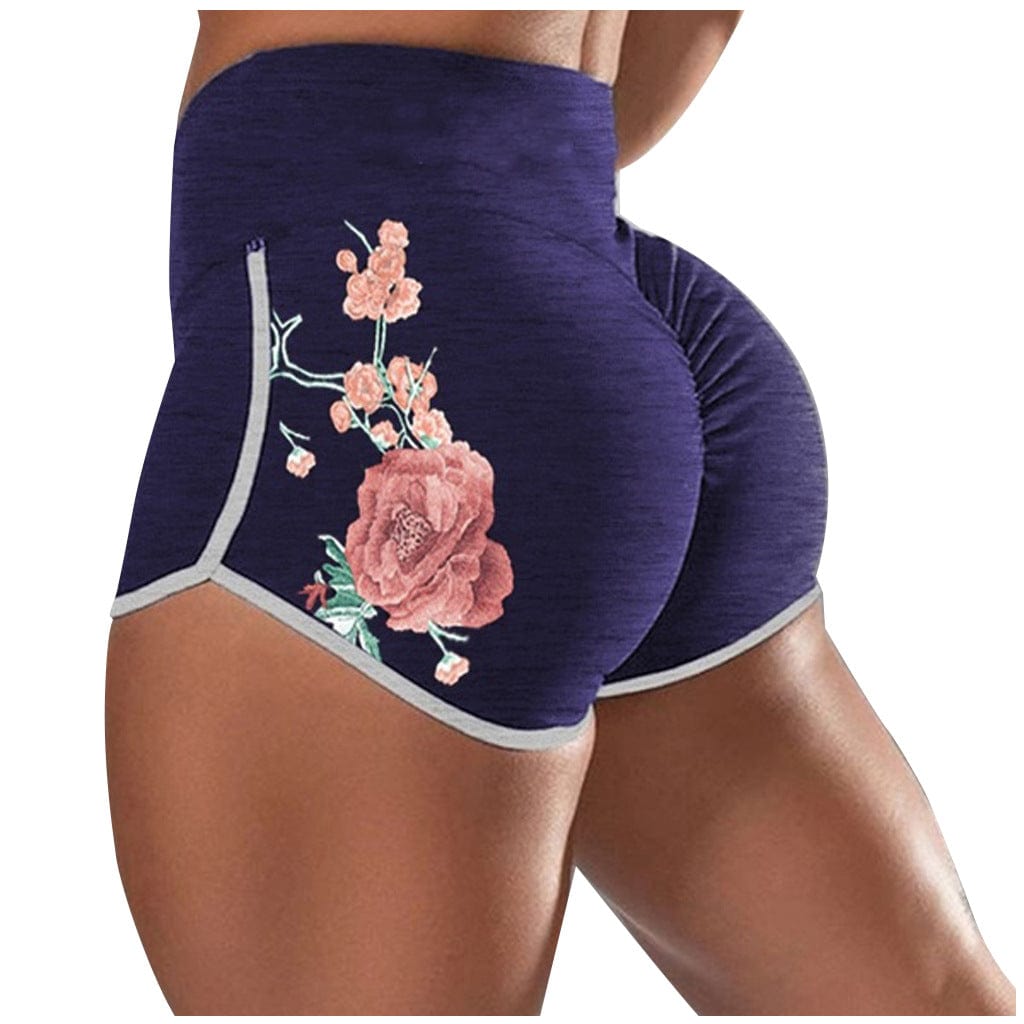 Sassy womens flower print boy shorts Purple