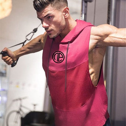 Bodybuilding sleeveless hooded vest - ALLRJ