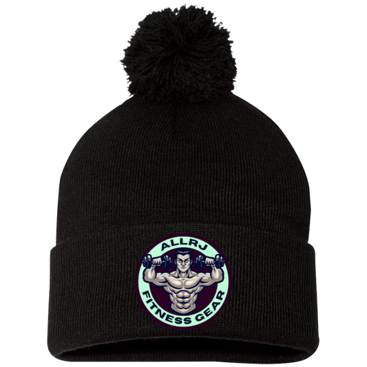 Allrj Pom Pom Knit Skully Black One Size