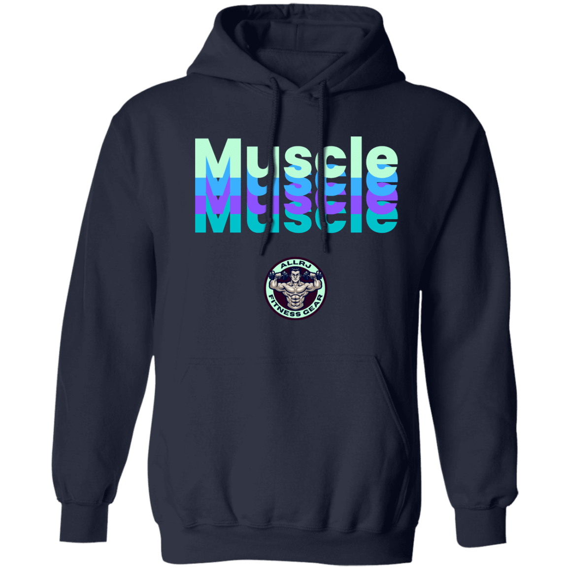 Allrj Muscle Pullover Hoodie Navy