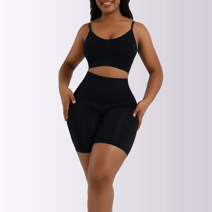 Women's Seamless Sports Bra & Shorts Set Black