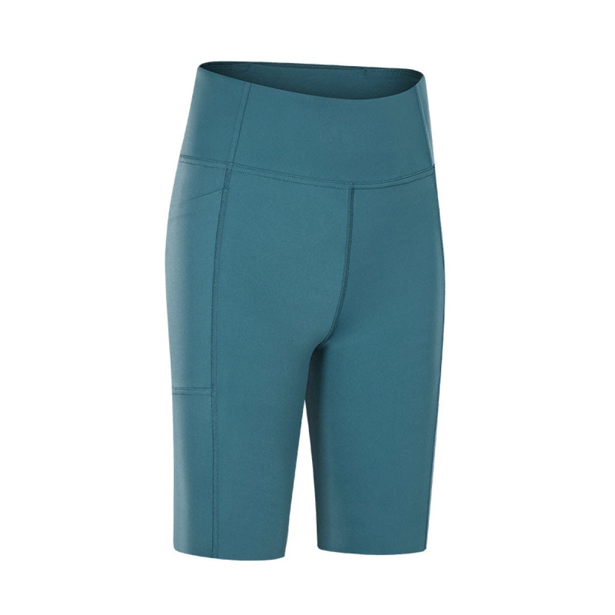 Solid Color Side Pockets Yoga Shorts Blue
