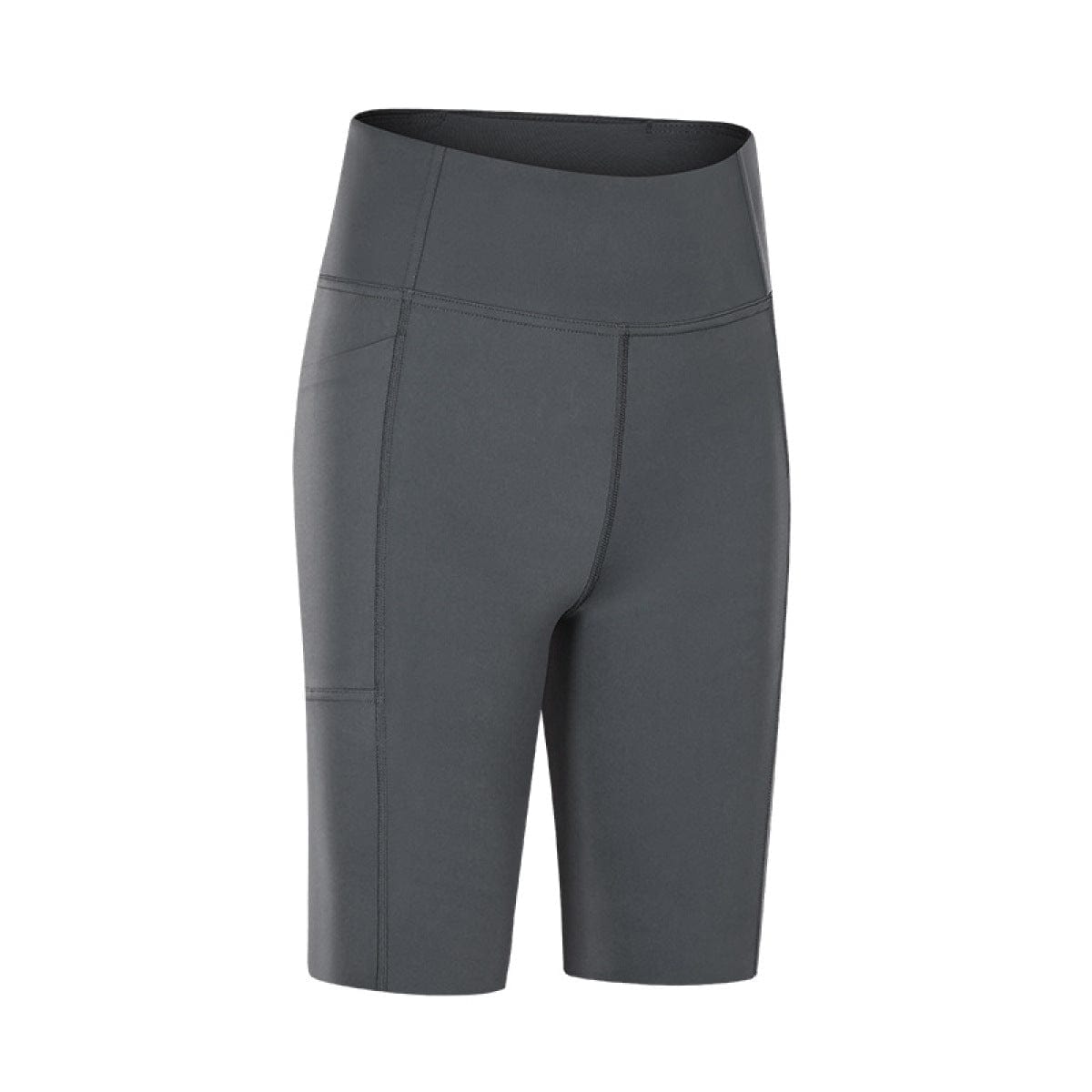 Solid Color Side Pockets Yoga Shorts Gray