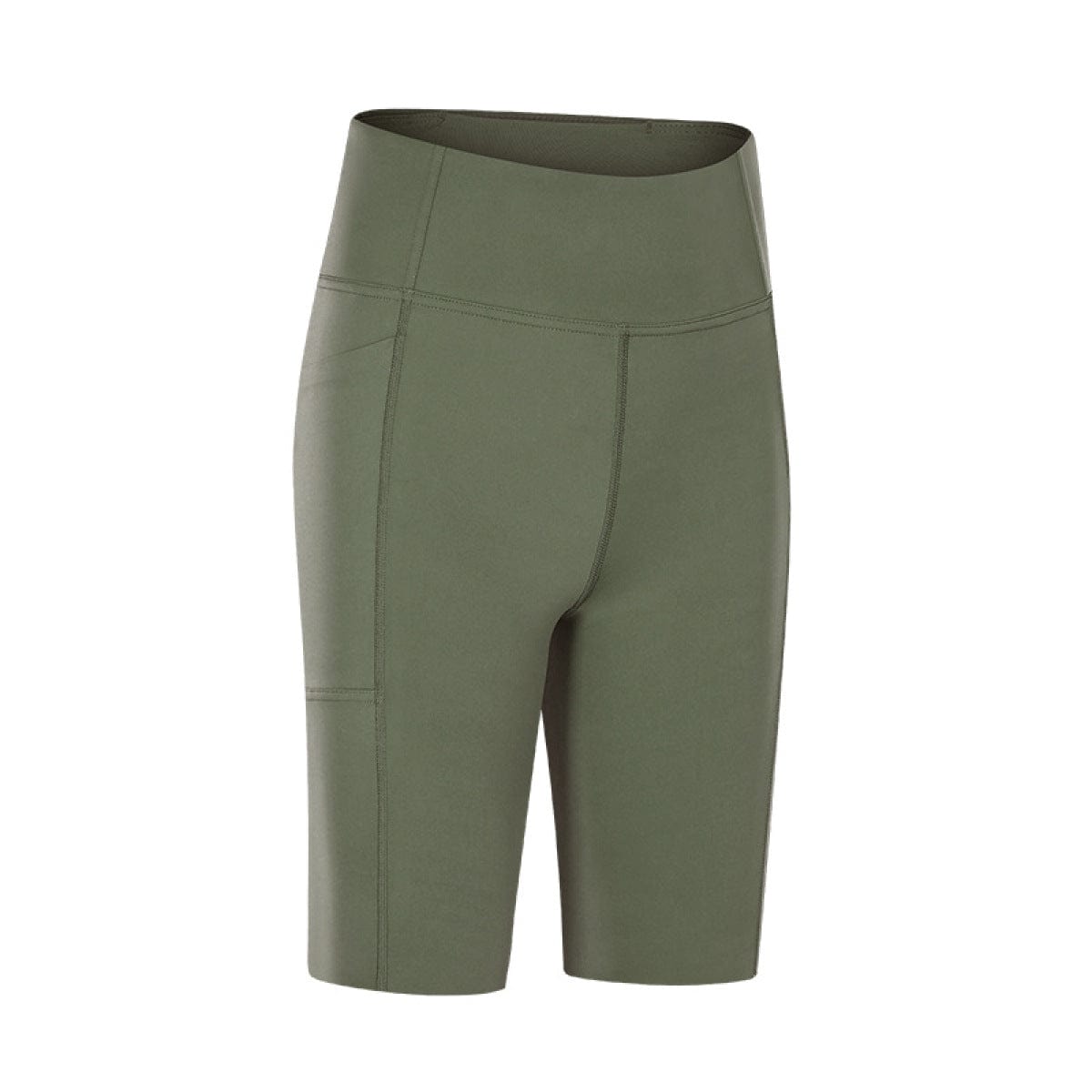 Solid Color Side Pockets Yoga Shorts Green